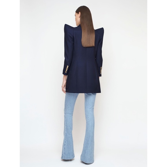 BALMAIN SS21 Runway Looks 103, 104, 109 110 Navy Pagoda Shoulder - Main Image